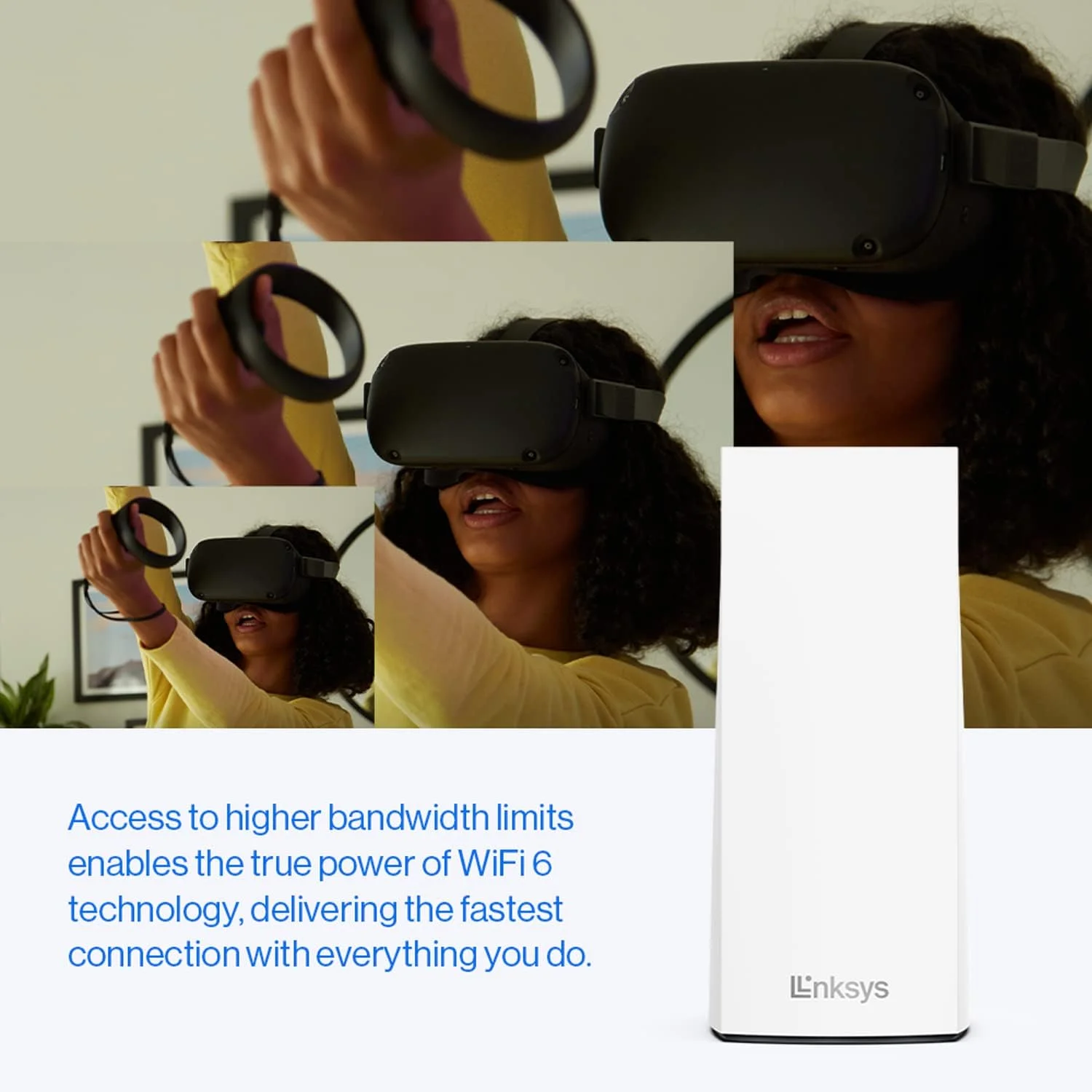 سیستم وای فای مش خانگی دو بانده Linksys Atlas Pro 6 Velop (AX5300) - روتر وای فای، توسعه دهنده، تقویت کننده با پوشش تا 750 متر مربع، سرعت 4 برابر سریعتر برای 90+ دستگاه - بسته 3 عددی، سفید