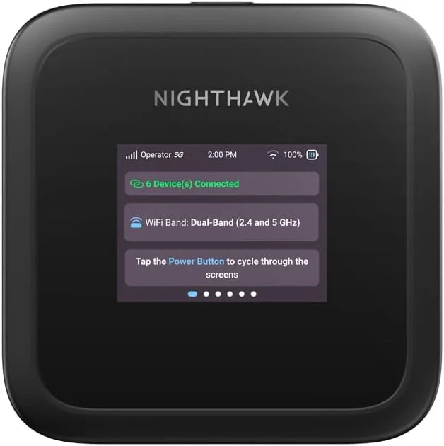 مودم روتر 5G قابل حمل Netgear Nighthawk M3 با اسلات سیم کارت آنلاک شده | هات اسپات وای فای قابل حمل برای استفاده شخصی/تجاری، MiFi 5G و 4G، وای فای 6، تا 32 دستگاه، تا 2.5 گیگابیت بر ثانیه (MH3150)