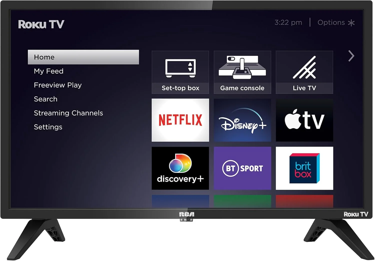 تلویزیون هوشمند 24 اینچی RCA Roku، 24 اینچ HD با Apple TV+ BBC Netflix Freeview، DVB-T2/T Dolby Audio 3 x HDMI 1 x پورت USB، صفحه نمایش بزرگ ایده آل برای سالن کوچک یا آشپزخانه