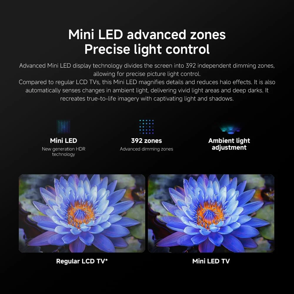 تلویزیون شیائومی S Mini LED 65 اینچ 2025 | نمایشگر روشن 4K QD-MiniLED با رنگ دقیق | نرخ تازه‌سازی 144 هرتز | روکش فلزی ممتاز با طراحی فوق‌العاده باریک | موتور هوش مصنوعی قدرتمند برای بهبود تصویر