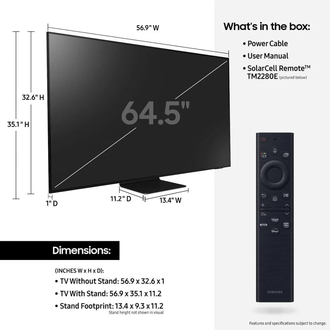 تلویزیون 65 اینچ سامسونگ Neo QLED 4K QN90B Series Mini LED Quantum HDR 32x Dolby Atmos + Anti-Glare Ultra Viewing Angle مدل 2022 - نسخه بین المللی