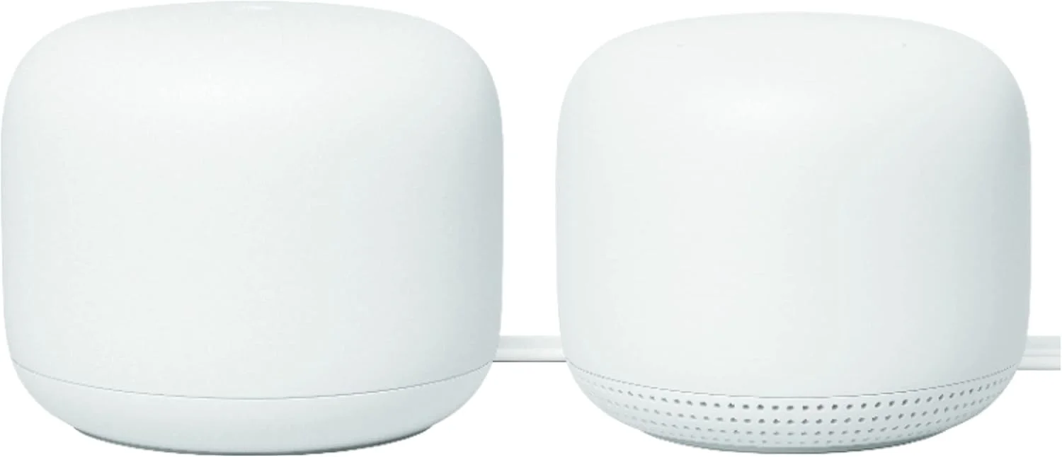 گوگل نست وای فای - روتر AC2200 (نسل دوم) و سیستم وای فای مش نقطه دسترسی اضافی (2 بسته، سفید)