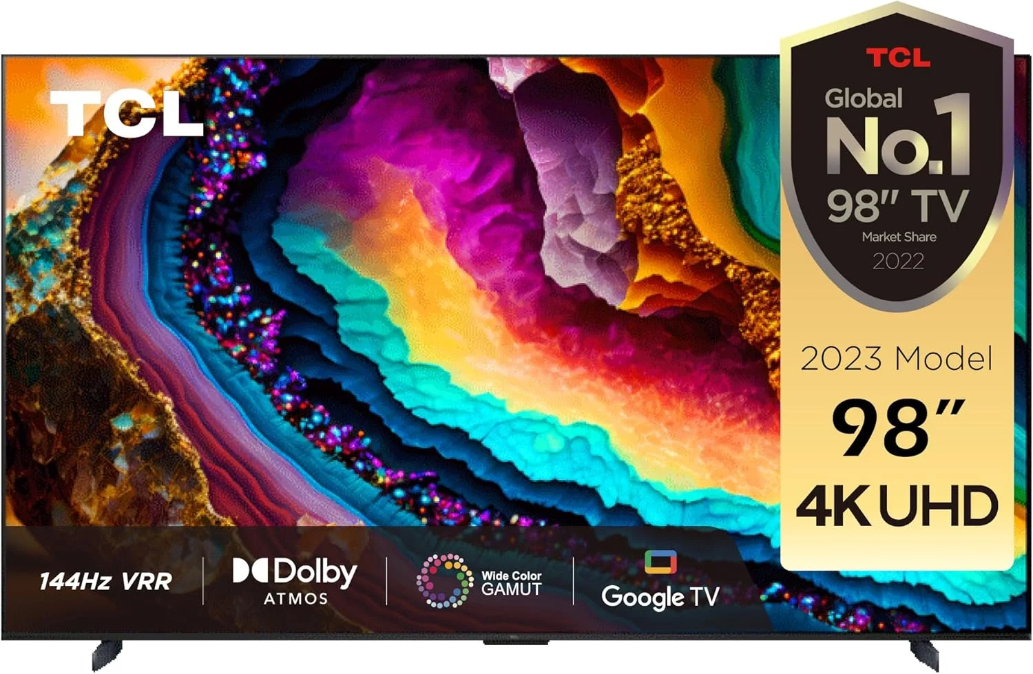 تلویزیون هوشمند 98 اینچ TCL 4K LED HDR 10+ UHD Google با Dolby Vision IQ و نرخ نوسازی 120 هرتز MEMC و 144 هرتز VRR و HDMI 2.1 - Game Master 2.0، Android TV U Dolby Vision IQ-Atmos، مدل 98P745- (مدل 2023) تلویزیون هوشمند 98 اینچ TCL 4K LED HDR 10+ UHD Google با Dolby Vision IQ و نرخ نوسازی 120 هرتز MEMC و 144 هرتز VRR و HDMI 2.1 - Game Master 2.0، Android TV U Dolby Vision IQ-Atmos، مدل 98P745- (مدل 2023)