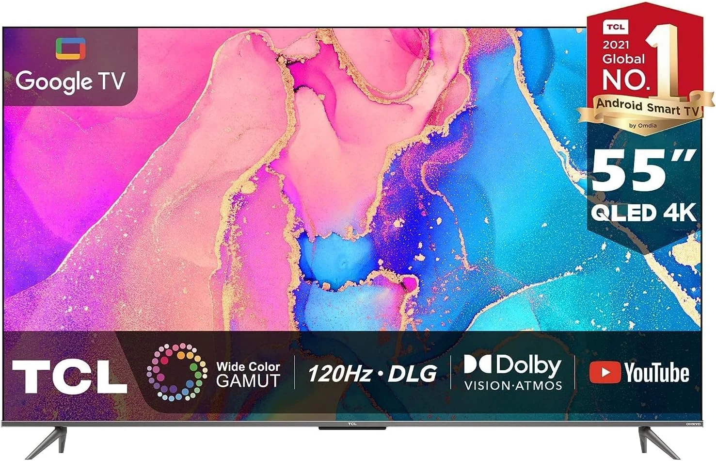 تلویزیون هوشمند 55 اینچ TCL 4K Ultra HD QLED با Dolby Vision IQ-Atmos HDR 10+، Game Master، طیف رنگی گسترده، صدای Onkyo و فناوری Quantum Dot - مدل 55C635 (مدل 2022)