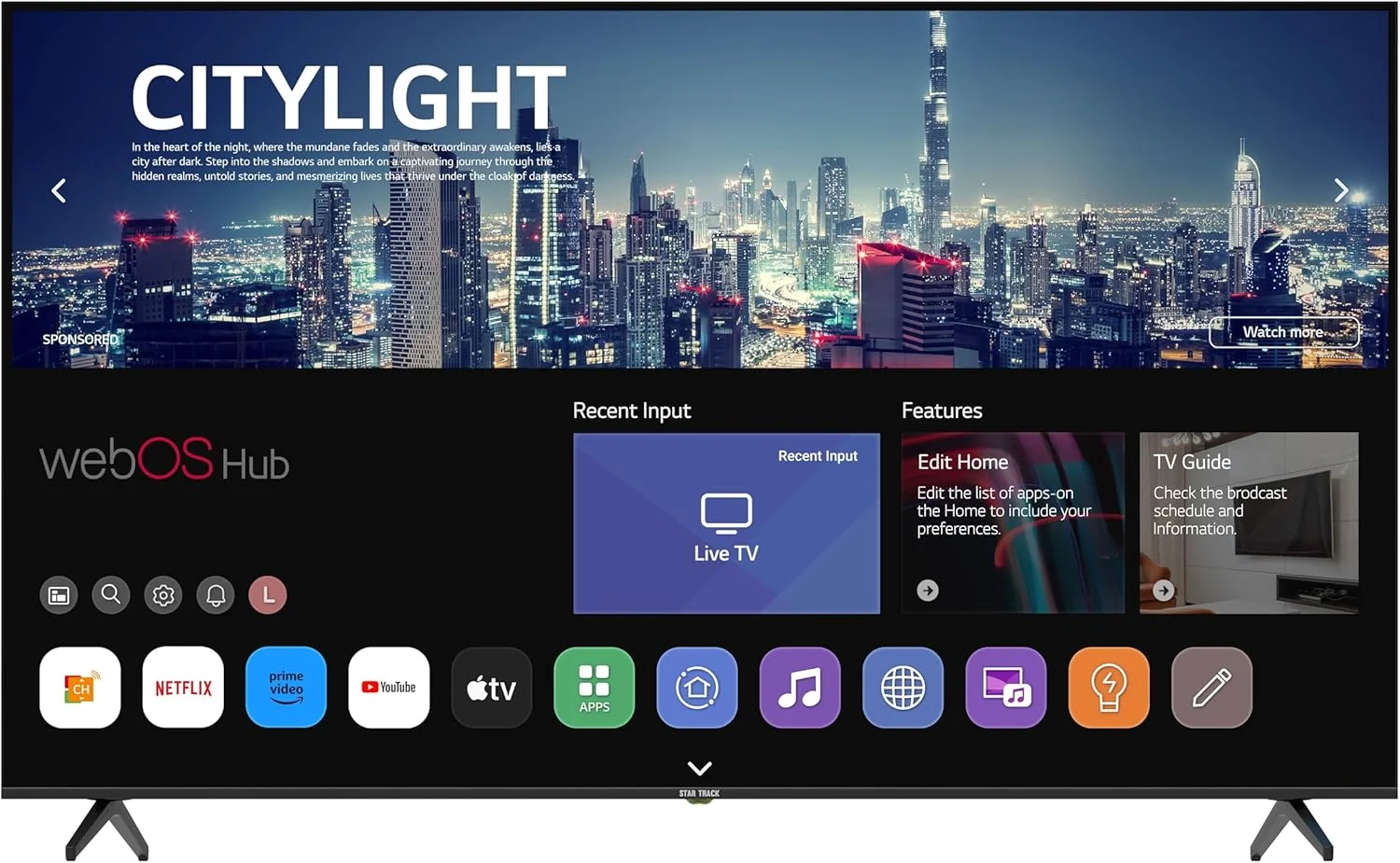 تلویزیون هوشمند ال ای دی 85 اینچ استار ترک، مجهز به WebOS، کیفیت 4K UHD، + T2S2، وای فای، نتفلیکس، یوتیوب، پرایم ویدیو، HDMI، USB، مدل 2025