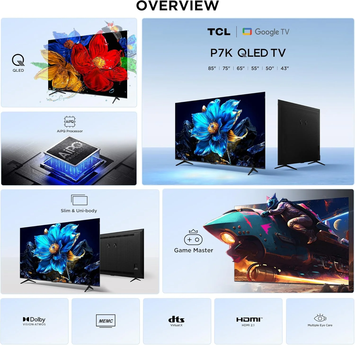 تلویزیون هوشمند تی سی ال مدل 55P7K-UK سایز 55 اینچ QLED 4K Ultra HD HDR Google TV (دستیار گوگل، Freeview Play، Dolby Atmos، Dolby Vision، HDR10+، شتاب دهنده بازی 120 هرتز، وضوح حرکت، مدل جدید 2025) تلویزیون هوشمند تی سی ال مدل 55P7K-UK سایز 55 اینچ QLED 4K Ultra HD HDR Google TV (دستیار گوگل، Freeview Play، Dolby Atmos، Dolby Vision، HDR10+، شتاب دهنده بازی 120 هرتز، وضوح حرکت، مدل جدید 2025)