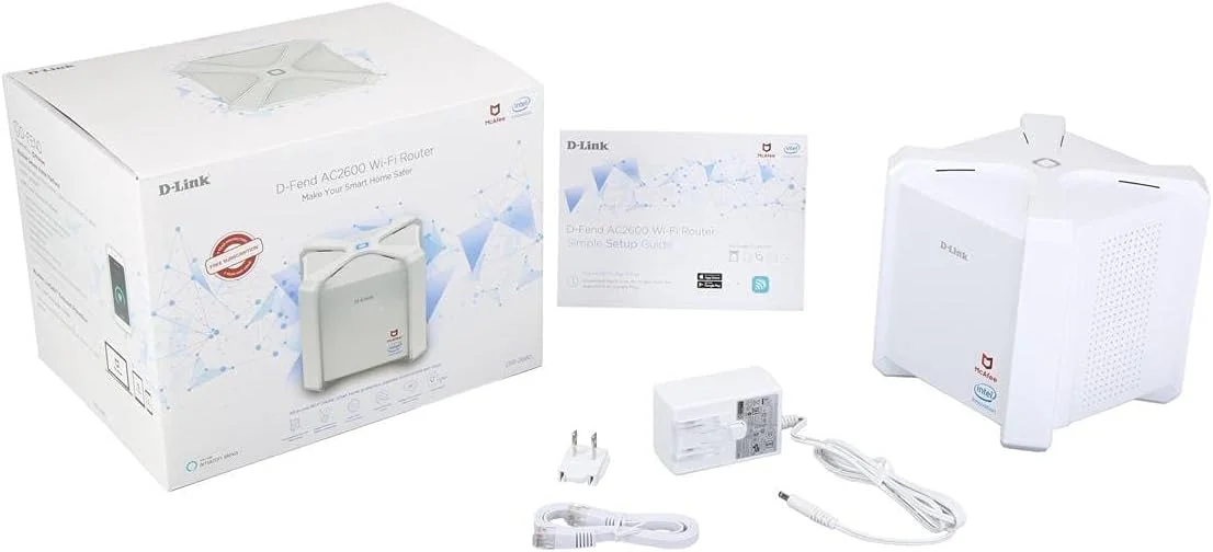 روتر وای فای D-Link AC2600 دو بانده برای اینترنت بی سیم خانگی، MU-MIMO، امنیت هوشمند و کنترل والدین توسط McAfee (DIR-2680-US-W)