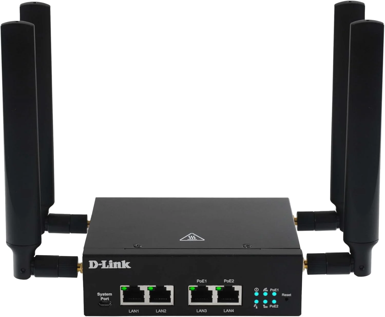 مودم روتر صنعتی 5G دی-لینک DWM-314-GP، VPN، M2M، PoE، NR Robust، دو سیم کارت، درگاه IoT، نظارت از راه دور، SA، NSA، 4G LTE Cat 19، 4 پورت GbE، OpenVPN/WireGuard Client، 48-57V DC