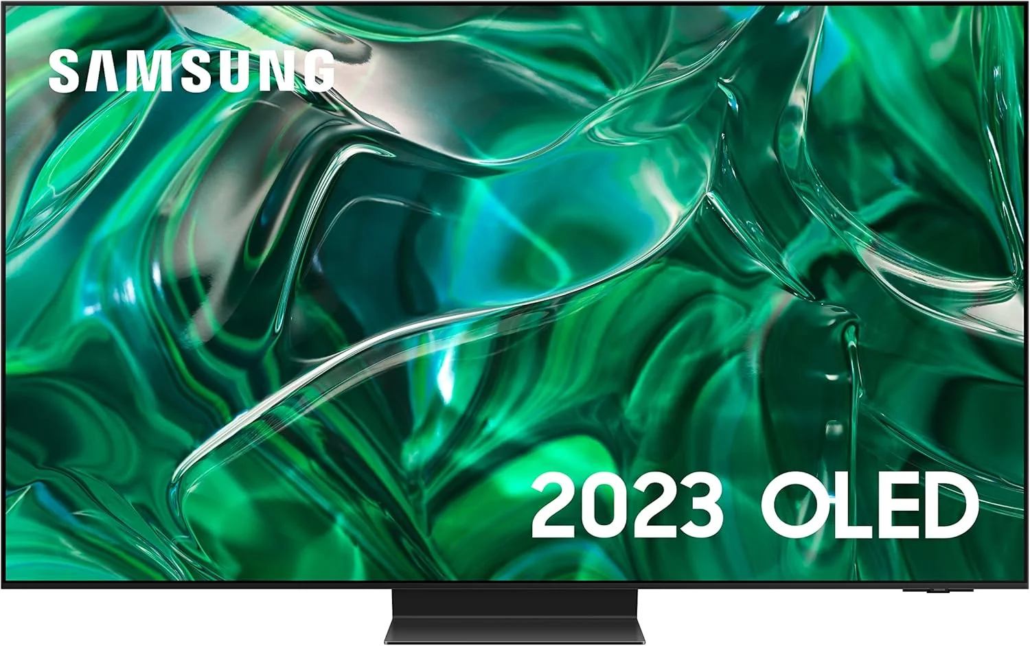 تلویزیون هوشمند 55 اینچ سامسونگ مدل S95C 4K OLED HDR (سال 2023) با فناوری Quantum Dot Colour، صفحه نمایش ضد انعکاس، صدای فراگیر Dolby Atmos، نرم افزار گیمینگ 144 هرتز و طراحی Laserslim با Alexa