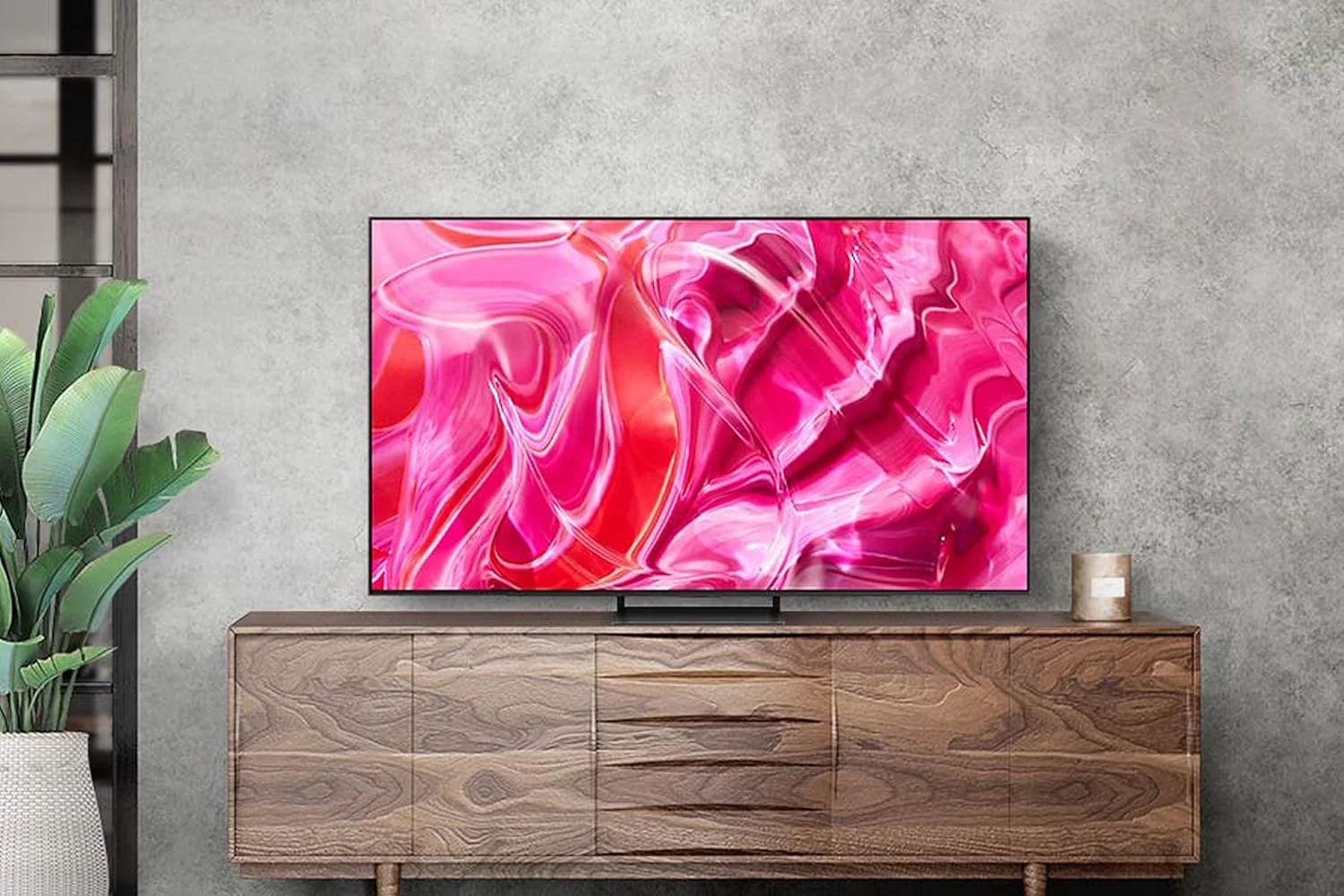 تلویزیون هوشمند 55 اینچی سامسونگ مدل S90C 4K OLED HDR (سال 2023) با فناوری Quantum Dot Colour، صفحه نمایش ضد انعکاس، صدای فراگیر Dolby Atmos، نرم افزار گیمینگ 144 هرتز و طراحی Laserslim با Alexa