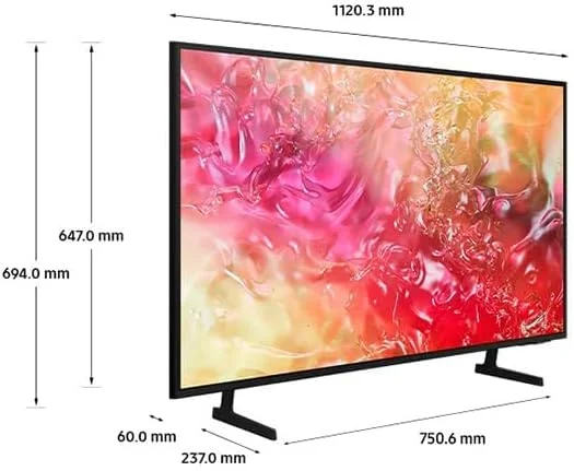 تلویزیون 50 اینچ سامسونگ کریستال UHD 4K مدل DU7000، فناوری PurColor، ارتقاء کیفیت تصویر به 4K، سیستم عامل Samsung Tizen، فناوری Q-Symphony، مشکی، مدل UA50DU7000-2024