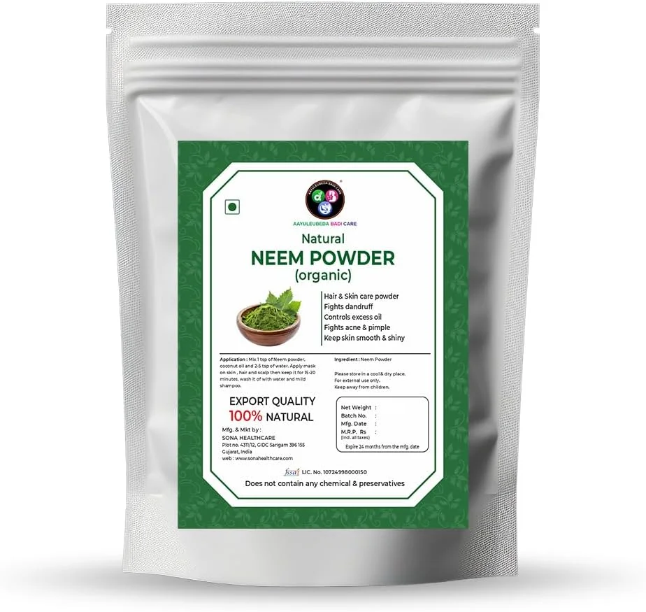 پودر برگ چریش بادی کر ABC آیورودا برای پوست و مو، بسته بندی 100 گرمی زیپ دار