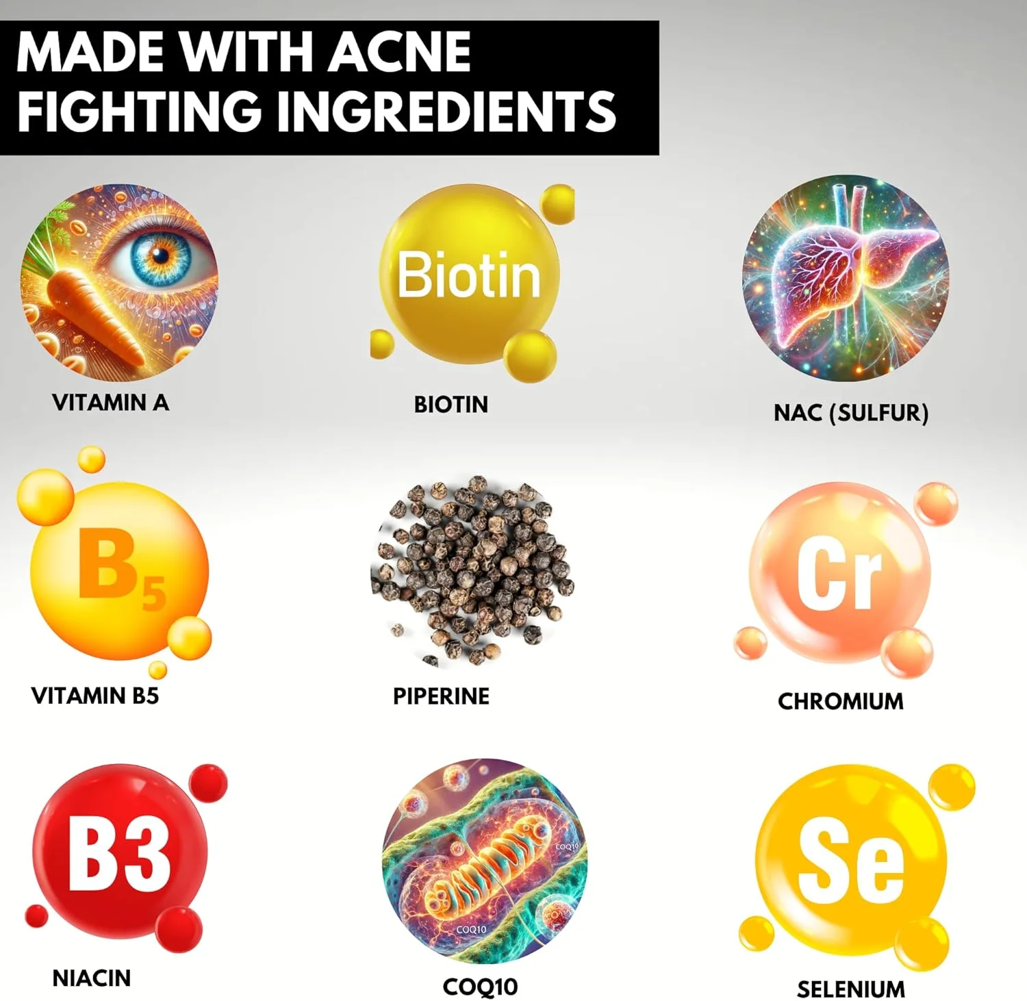 مکمل های ویتامین برای پوست چرب زنان، مردان، نوجوانان و بزرگسالان (120 عدد قرص) بسته 2 عددی مکمل های ویتامین برای پوست چرب زنان، مردان، نوجوانان و بزرگسالان (120 عدد قرص) بسته 2 عددی