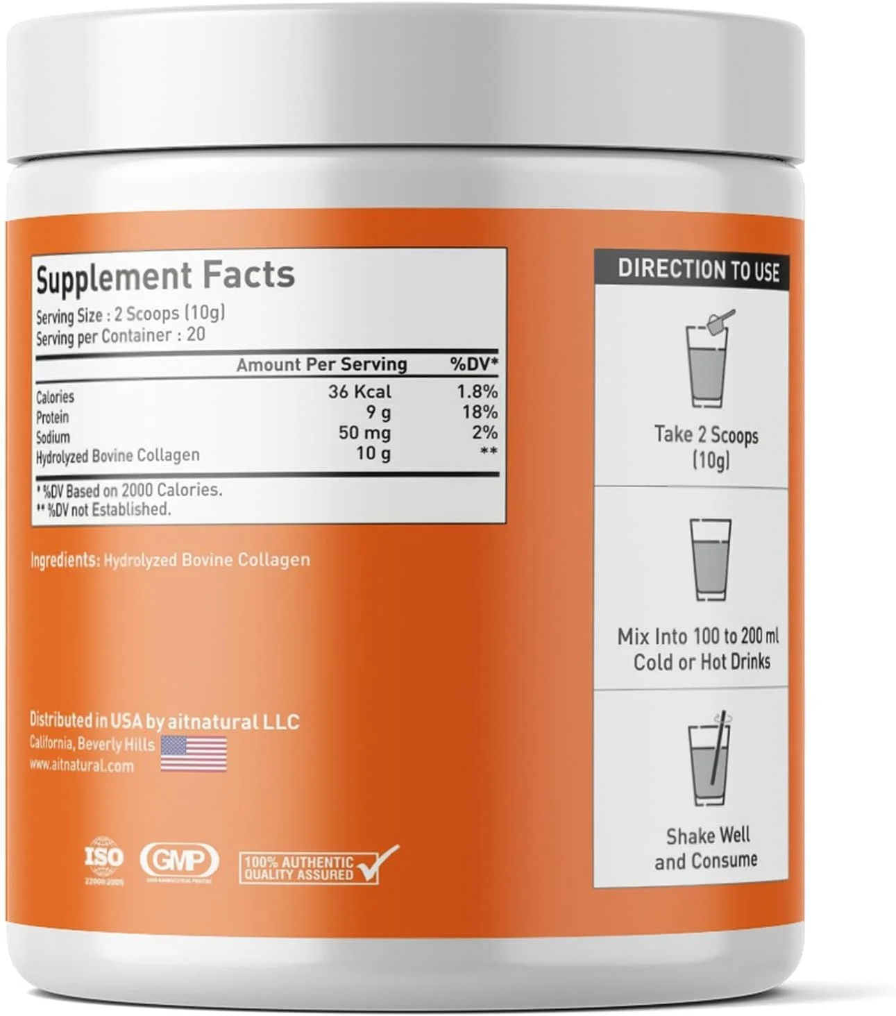 پودر پپتیدهای کلاژن Aitnaturals (بدون طعم) 200 گرم، کلاژن نوع I و III ممتاز تغذیه شده با علف برای افزایش خاصیت ارتجاعی پوست، مو و ناخن های قوی تر، انعطاف پذیری مفاصل، پشتیبانی از پیری سالم، غیر GMO پودر پپتیدهای کلاژن Aitnaturals (بدون طعم) 200 گرم، کلاژن نوع I و III ممتاز تغذیه شده با علف برای افزایش خاصیت ارتجاعی پوست، مو و ناخن های قوی تر، انعطاف پذیری مفاصل، پشتیبانی از پیری سالم، غیر GMO