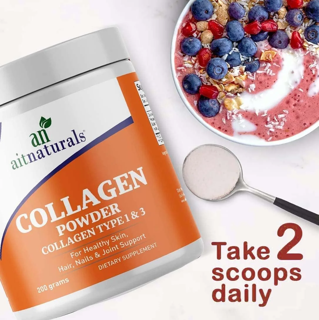 پودر پپتیدهای کلاژن Aitnaturals (بدون طعم) 200 گرم، کلاژن نوع I و III ممتاز تغذیه شده با علف برای افزایش خاصیت ارتجاعی پوست، مو و ناخن های قوی تر، انعطاف پذیری مفاصل، پشتیبانی از پیری سالم، غیر GMO پودر پپتیدهای کلاژن Aitnaturals (بدون طعم) 200 گرم، کلاژن نوع I و III ممتاز تغذیه شده با علف برای افزایش خاصیت ارتجاعی پوست، مو و ناخن های قوی تر، انعطاف پذیری مفاصل، پشتیبانی از پیری سالم، غیر GMO