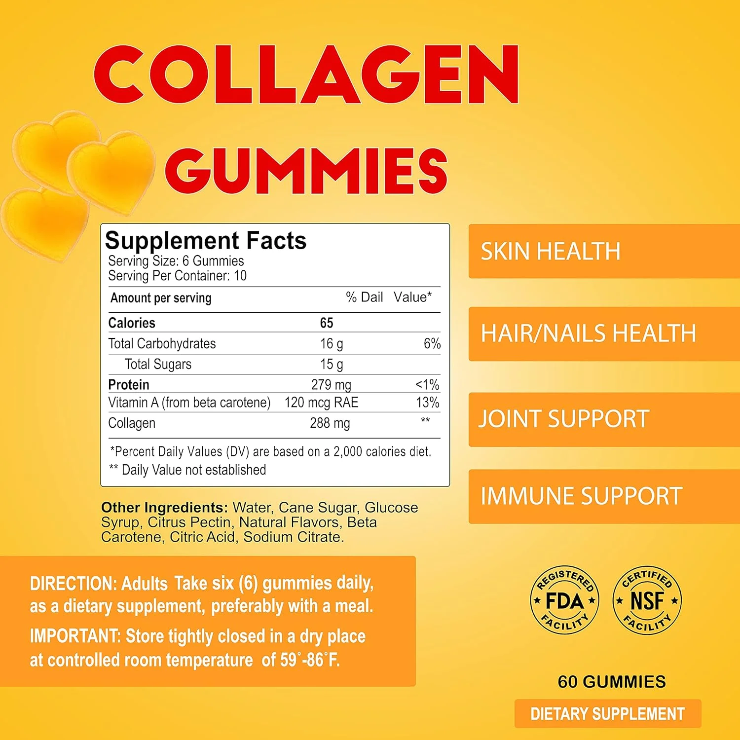 پاستیل های کلاژن ALFA VITAMINS با ویتامین A برای سلامت پوست، مکمل رشد مو و ناخن برای مردان و زنان، غیر تراریخته، بدون ژلاتین - 60 عدد پاستیل های کلاژن ALFA VITAMINS با ویتامین A برای سلامت پوست، مکمل رشد مو و ناخن برای مردان و زنان، غیر تراریخته، بدون ژلاتین - 60 عدد