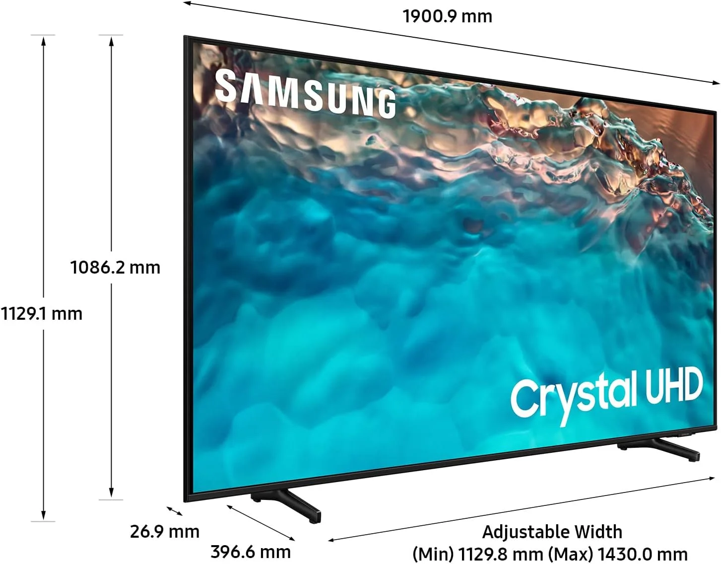 تلویزیون هوشمند 85 اینچی سامسونگ UHD Crystal 4K مدل 85BU8000 نسخه بین المللی (بازسازی شده)