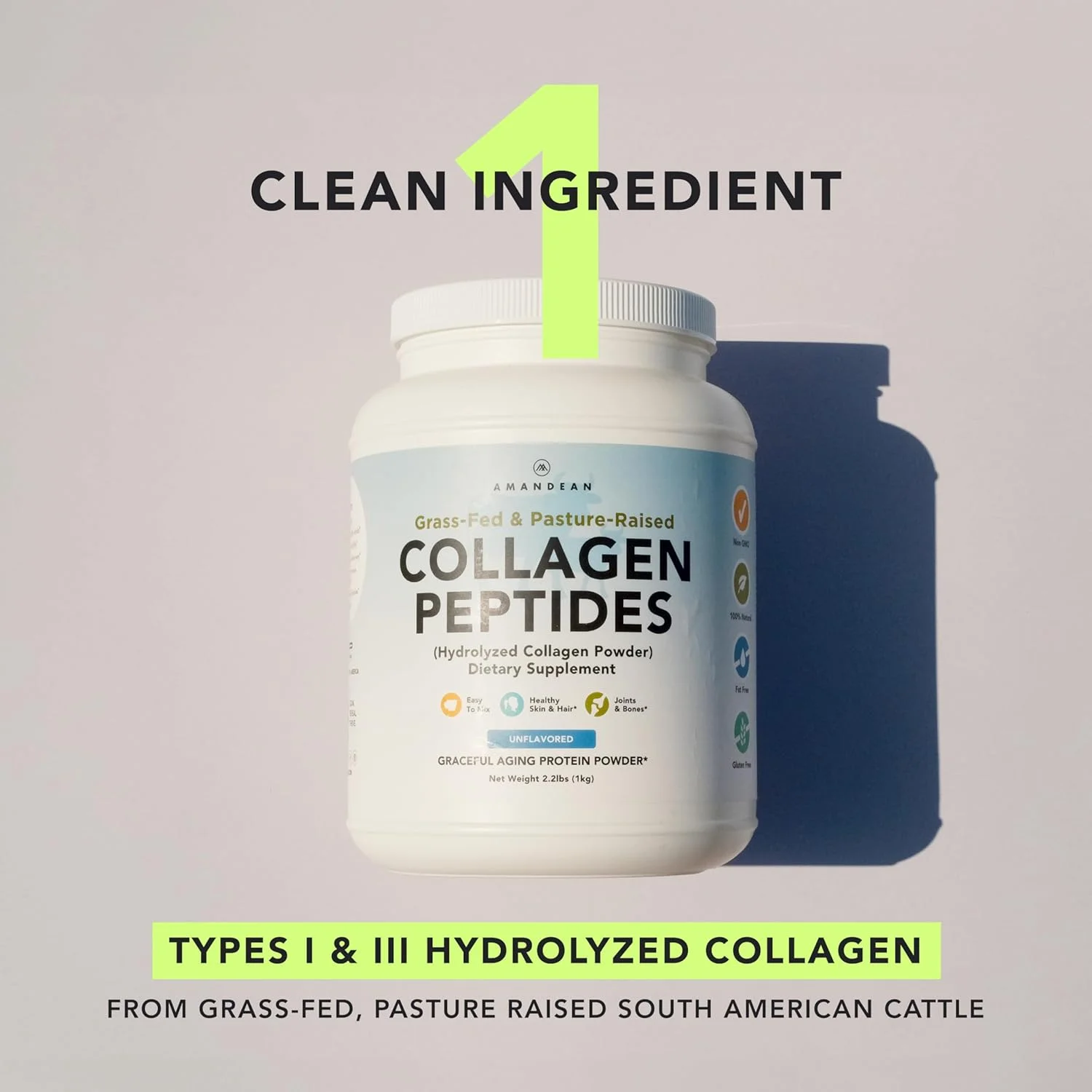 پودر پپتیدهای کلاژن AMANDEAN XL. تغذیه شده با علف، هیدرولیز شده، نوع I و III. هیدرولیزات گاوی. آگلومره شده، مخلوط آسان، بدون طعم، غیر GMO. پروتئین با 18 اسید آمینه برای پوست، مو و ناخن های سالم پودر پپتیدهای کلاژن AMANDEAN XL. تغذیه شده با علف، هیدرولیز شده، نوع I و III. هیدرولیزات گاوی. آگلومره شده، مخلوط آسان، بدون طعم، غیر GMO. پروتئین با 18 اسید آمینه برای پوست، مو و ناخن های سالم