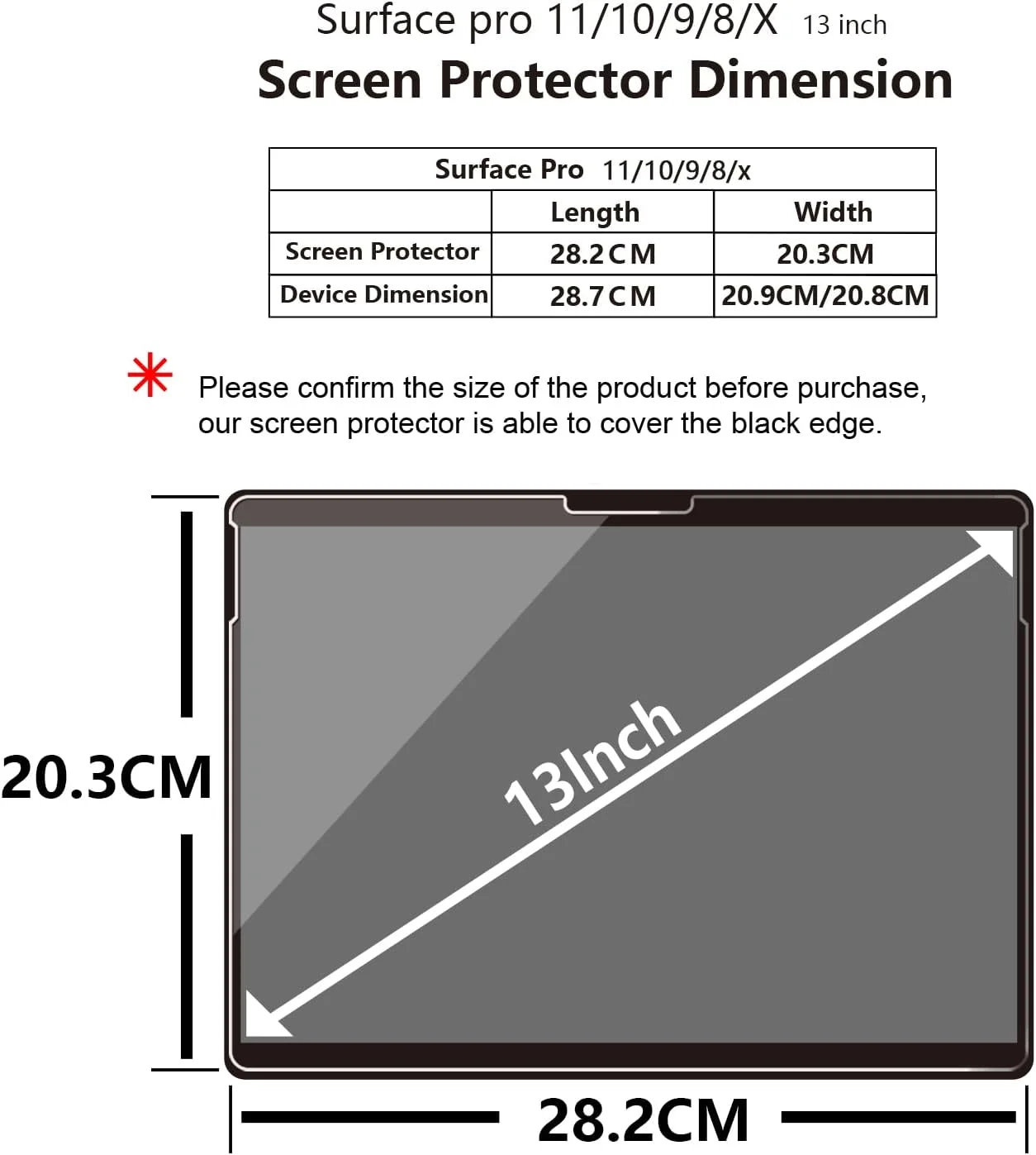 محافظ صفحه نمایش Adeway [بسته 2 عددی] برای Microsoft Surface Pro 11 (2024)/Pro 10 /Pro 9/ Pro 8/X، 13 اینچ، نصب آسان، ضد انعکاس، حس نوشتن روی کاغذ - مات