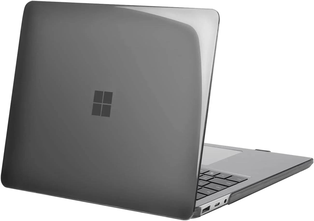 کاور محافظ لپ تاپ eWINNER سازگار با لپ تاپ 13.5 اینچی Microsoft Surface Laptop 5/4/3 مدل 2022 2021 2019 با کیبورد فلزی (مدل: 1951/1868) - کاور محافظ باریک و سخت (مشکی کریستالی)