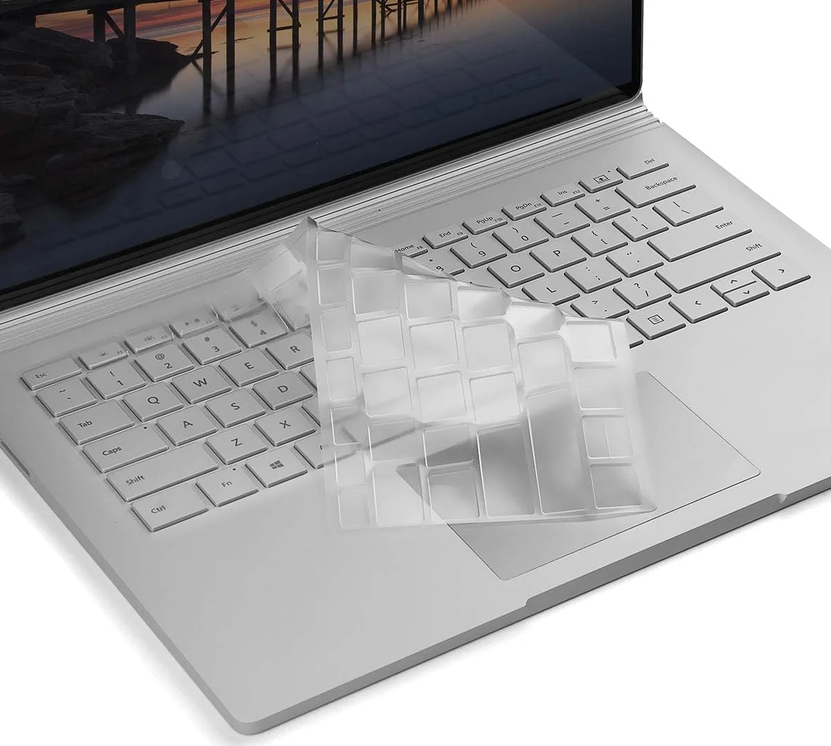 محافظ صفحه کلید سازگار با Microsoft Surface Book 3/ Book 2/ Laptop 2 13.5''/15'' نسخه های 2020/2017/2018، فوق العاده نازک و شفاف، طرح بندی صفحه کلید ایالات متحده