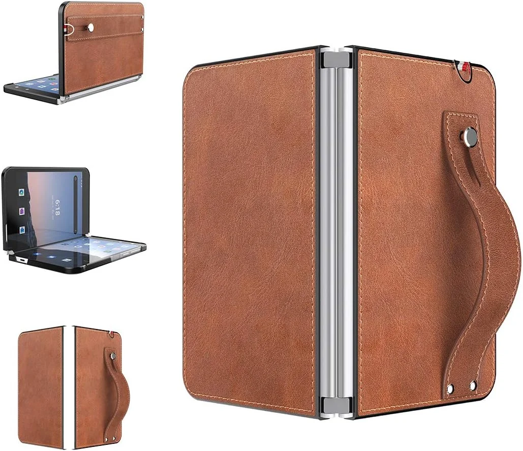 کاور چرمی فولیو برای مایکروسافت سرفیس Duo (قهوه ای)