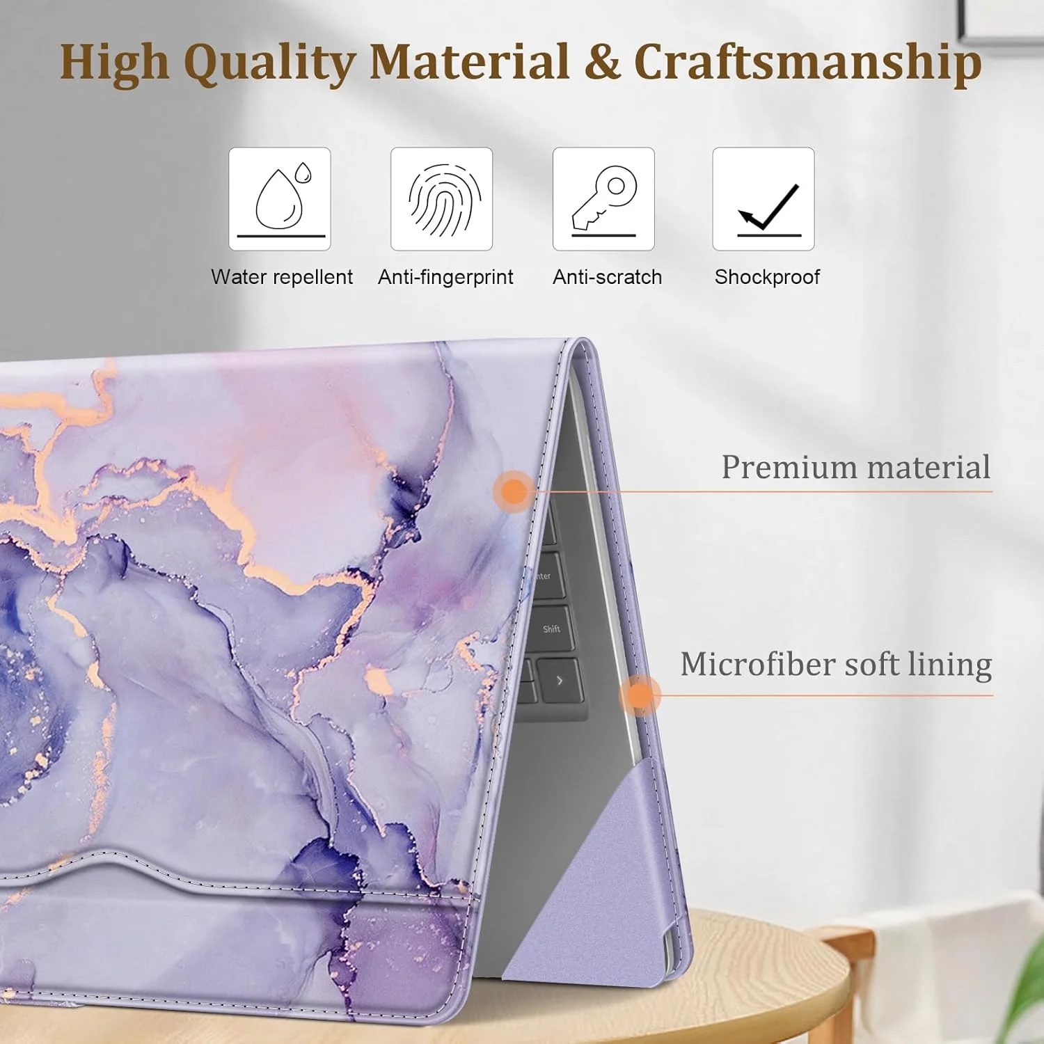 کیف محافظ Fintie مناسب برای لپ تاپ 13.8 اینچی Microsoft Surface Laptop 7 (مدل: 2036) و لپ تاپ 13.5 اینچی Surface Laptop 6/5/4/3/2 (مدل: 1951/1868/1958/1950/1867/1769) - جلد کتابی با جیب بزرگ، طرح سنگ مرمر یاسی کیف محافظ Fintie مناسب برای لپ تاپ 13.8 اینچی Microsoft Surface Laptop 7 (مدل: 2036) و لپ تاپ 13.5 اینچی Surface Laptop 6/5/4/3/2 (مدل: 1951/1868/1958/1950/1867/1769) - جلد کتابی با جیب بزرگ، طرح سنگ مرمر یاسی