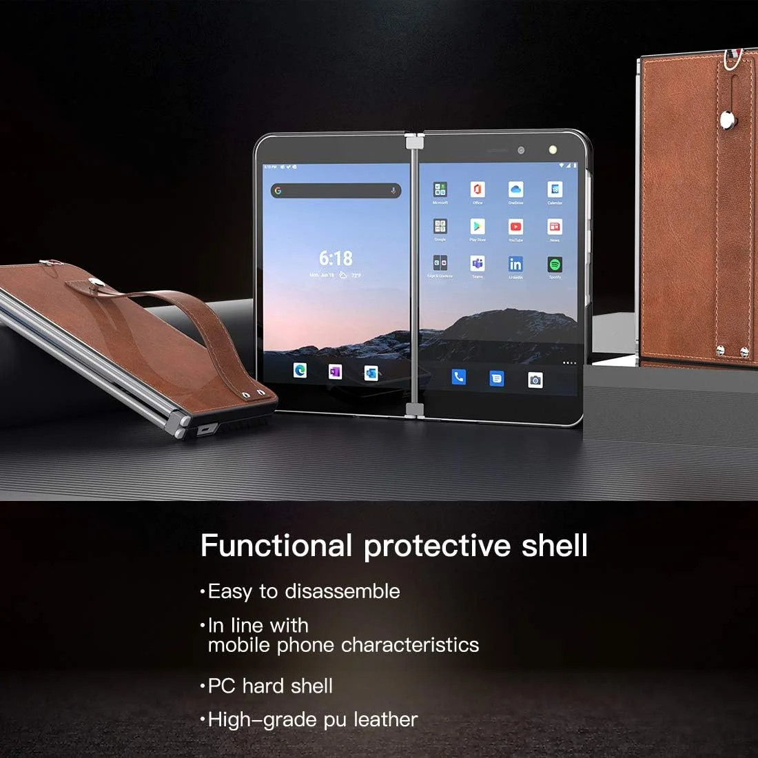 کاور چرمی فولیو برای مایکروسافت سرفیس Duo (قهوه ای) کاور چرمی فولیو برای مایکروسافت سرفیس Duo (قهوه ای)