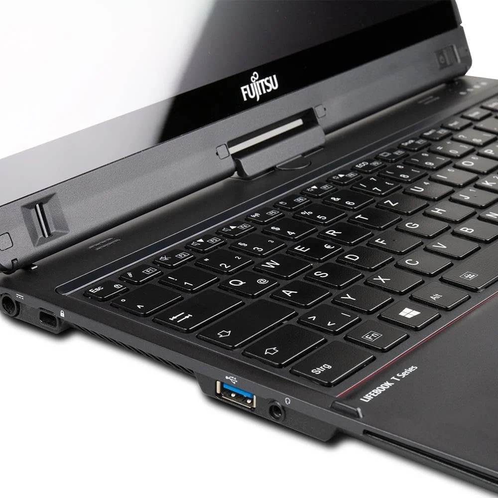 لپ تاپ تجاری فوجیتسو LifeBook T937 (بازسازی شده). | پردازنده دو هسته ای اینتل i7-7600U تا 3.9 گیگاهرتز | 8 گیگابایت رم | 512 گیگابایت SSD | صفحه نمایش لمسی 13.3 اینچی 360 درجه | ویندوز | مشکی