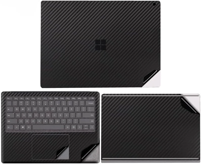 روکش برچسب لپ تاپ Gruattreay سازگار با سرفیس بوک 3 / سرفیس بوک 2 پانزده اینچی، برچسب ضد خش، فیلم سه طرفه نوت بوک (مشکی کربنی)