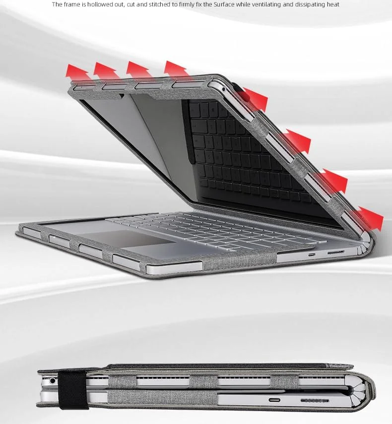 کاور محافظ لپ تاپ Gruattreay سازگار با Surface Book 3/2/1 سایز 13.5 اینچ، با پایه تاشو و جداشدنی (طرح A خاکستری) کاور محافظ لپ تاپ Gruattreay سازگار با Surface Book 3/2/1 سایز 13.5 اینچ، با پایه تاشو و جداشدنی (طرح A خاکستری)