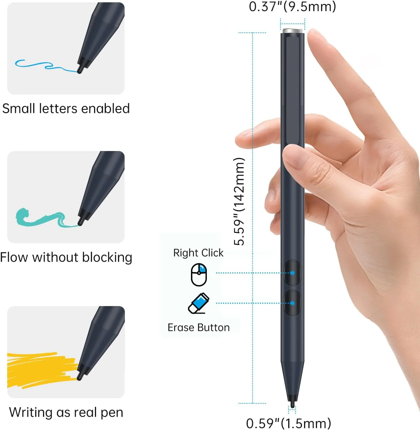 قلم سرفیس - قلم لمسی برای سرفیس پرو، لپ تاپ، بوک، گو - 1024 سطح حساسیت به فشار - مشکی قلم سرفیس - قلم لمسی برای سرفیس پرو، لپ تاپ، بوک، گو - 1024 سطح حساسیت به فشار - مشکی