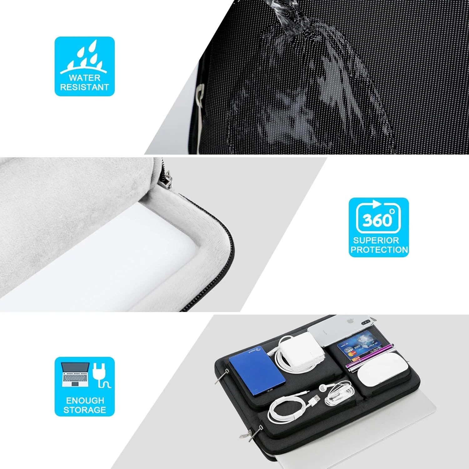 کیف محافظ لپ تاپ 360 درجه Lacdo برای مک بوک پرو 14 اینچی M5/M4/M3/M2/M1 Pro Max A3434 A3112 A3401 A3185 A2918 A2992 2025-2021، کیف کامپیوتر 13.8 اینچی Surface Laptop 7th Copilot+PC، مشکی کیف محافظ لپ تاپ 360 درجه Lacdo برای مک بوک پرو 14 اینچی M5/M4/M3/M2/M1 Pro Max A3434 A3112 A3401 A3185 A2918 A2992 2025-2021، کیف کامپیوتر 13.8 اینچی Surface Laptop 7th Copilot+PC، مشکی