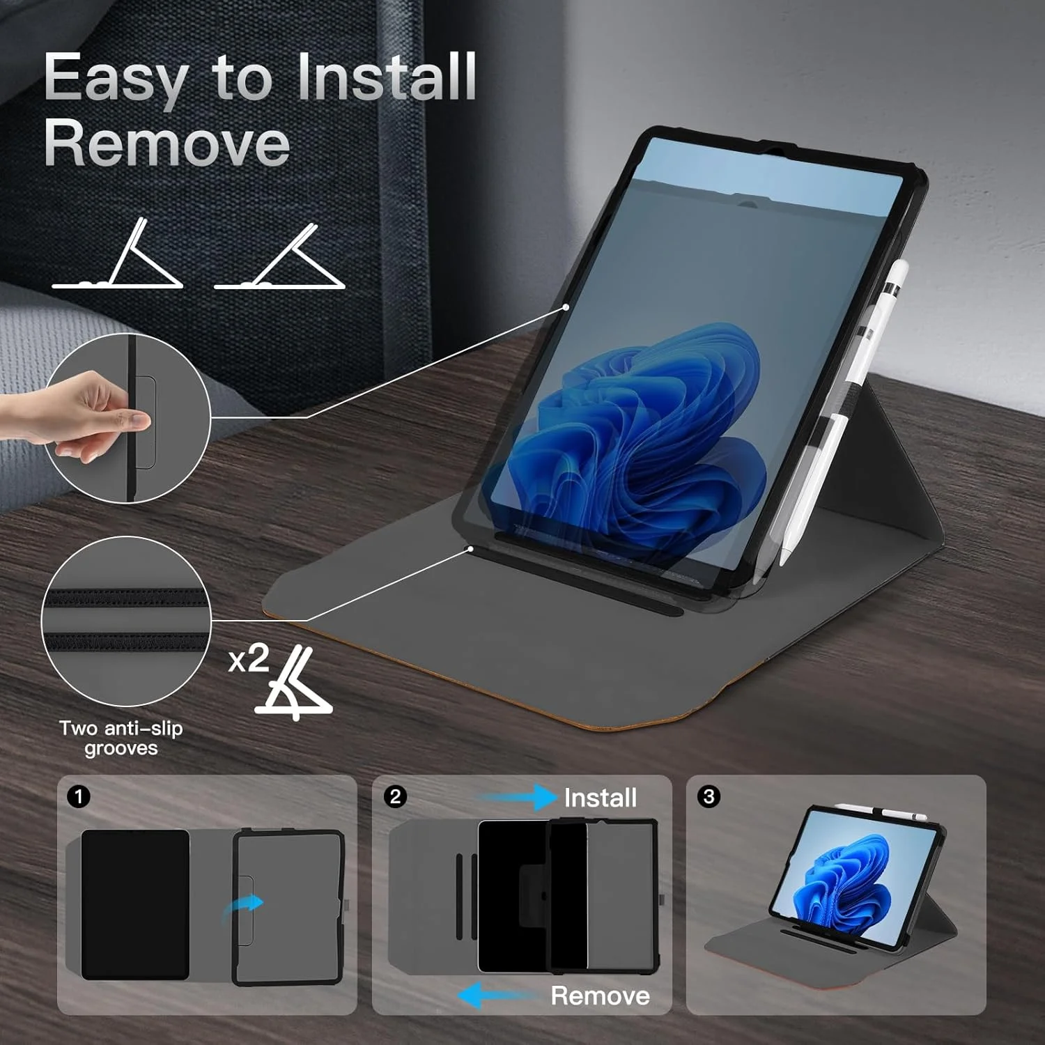 کاور MAMA MOUTH برای تبلت مایکروسافت Surface Pro 11 2024/Pro 10 2024/Pro9/Pro 8 13 اینچی، کیف چرمی چرخشی 360 درجه با نگهدارنده قلم و جیب، کیف محافظ تبلت ضد ضربه مشکی قهوه ای کاور MAMA MOUTH برای تبلت مایکروسافت Surface Pro 11 2024/Pro 10 2024/Pro9/Pro 8 13 اینچی، کیف چرمی چرخشی 360 درجه با نگهدارنده قلم و جیب، کیف محافظ تبلت ضد ضربه مشکی قهوه ای