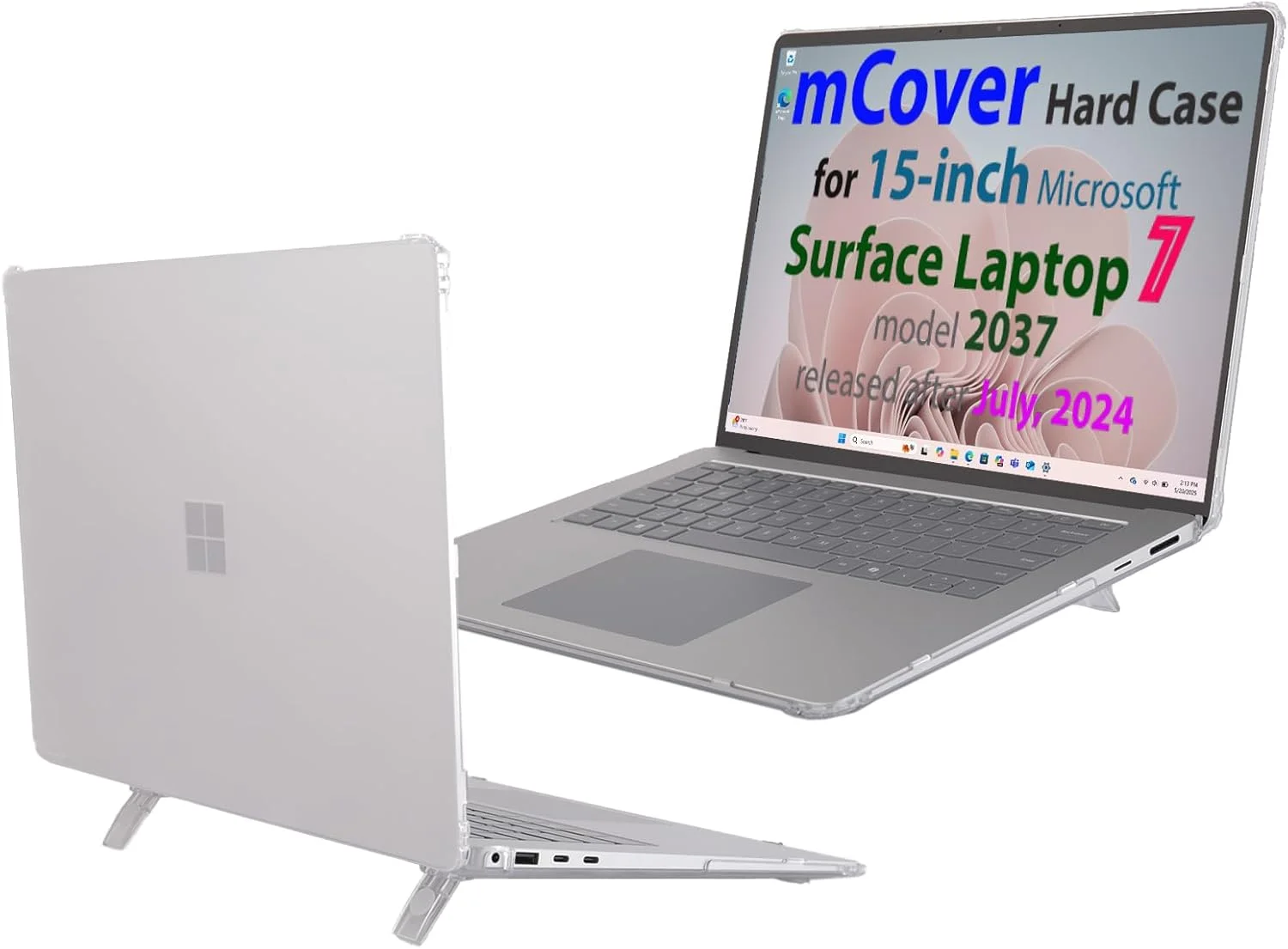 کاور محافظ mCover سازگار فقط با لپ تاپ 15 اینچی Microsoft Surface 7 (مدل 2037) ویندوز با پردازنده ARM و Copilot+ مبتنی بر هوش مصنوعی (عدم سازگاری با سایر مدل های Surface) - شفاف