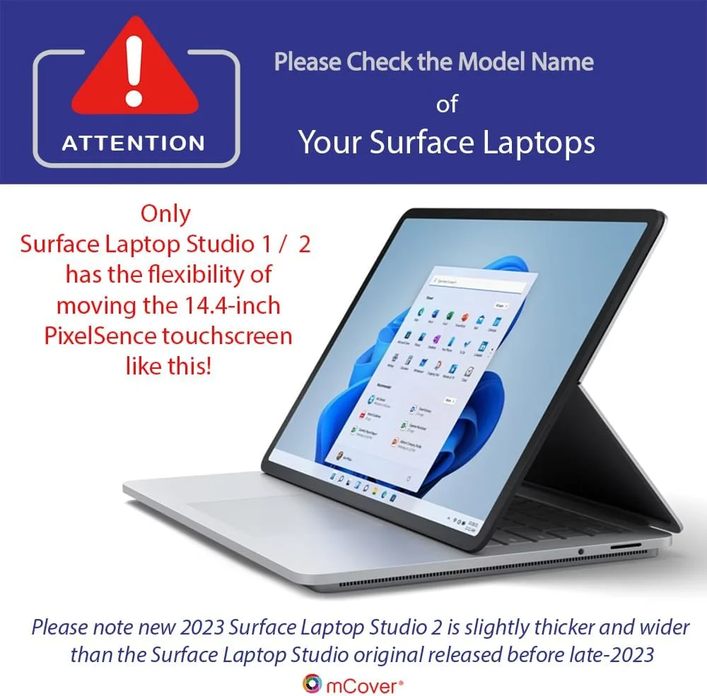 کاور محافظ سازگار با لپ تاپ استودیو 2 مایکروسافت سرفیس (فقط مدل 14.4 اینچی 2023-2024) (نه برای سایر مدل های مایکروسافت) - شفاف