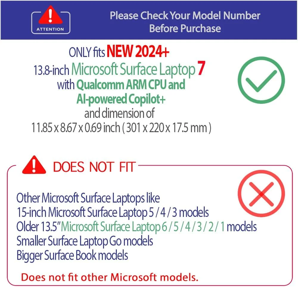 کاور محافظ mCover سازگار با لپ تاپ مایکروسافت Surface 7 ویندوز PC مدل 2024+ 13 اینچی با پردازنده ARM و Copilot+ مجهز به هوش مصنوعی (نه برای سایر مدل های Surface) - شفاف