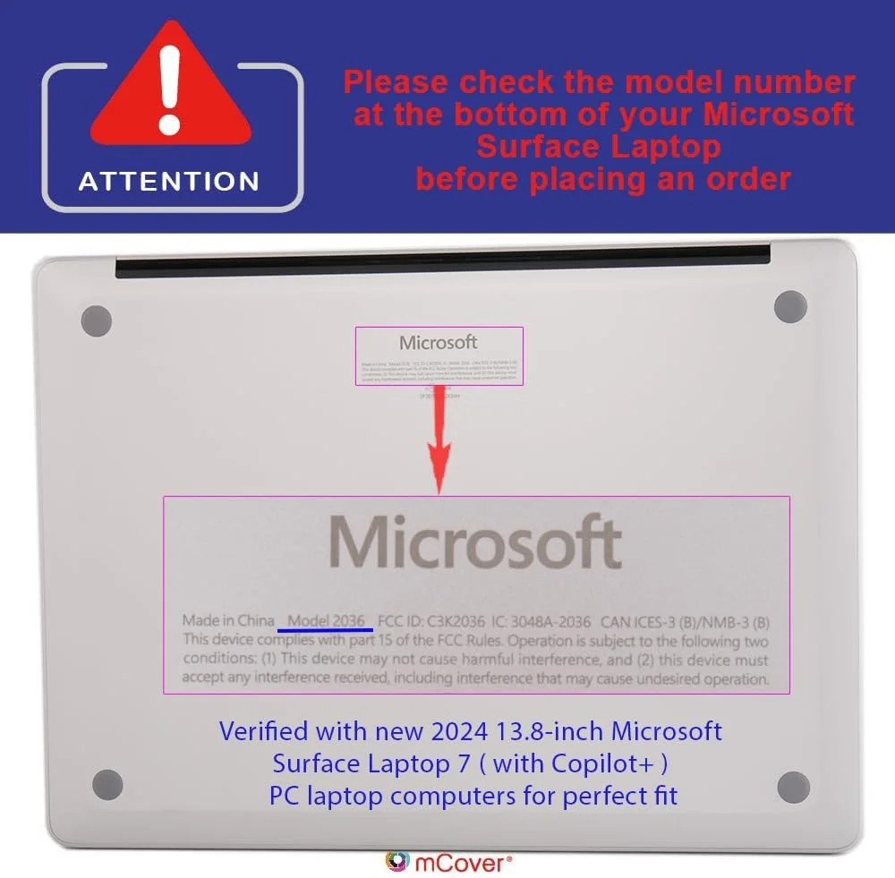 کاور محافظ mCover سازگار با لپ تاپ مایکروسافت Surface 7 ویندوز PC مدل 2024+ 13 اینچی با پردازنده ARM و Copilot+ مجهز به هوش مصنوعی (نه برای سایر مدل های Surface) - شفاف