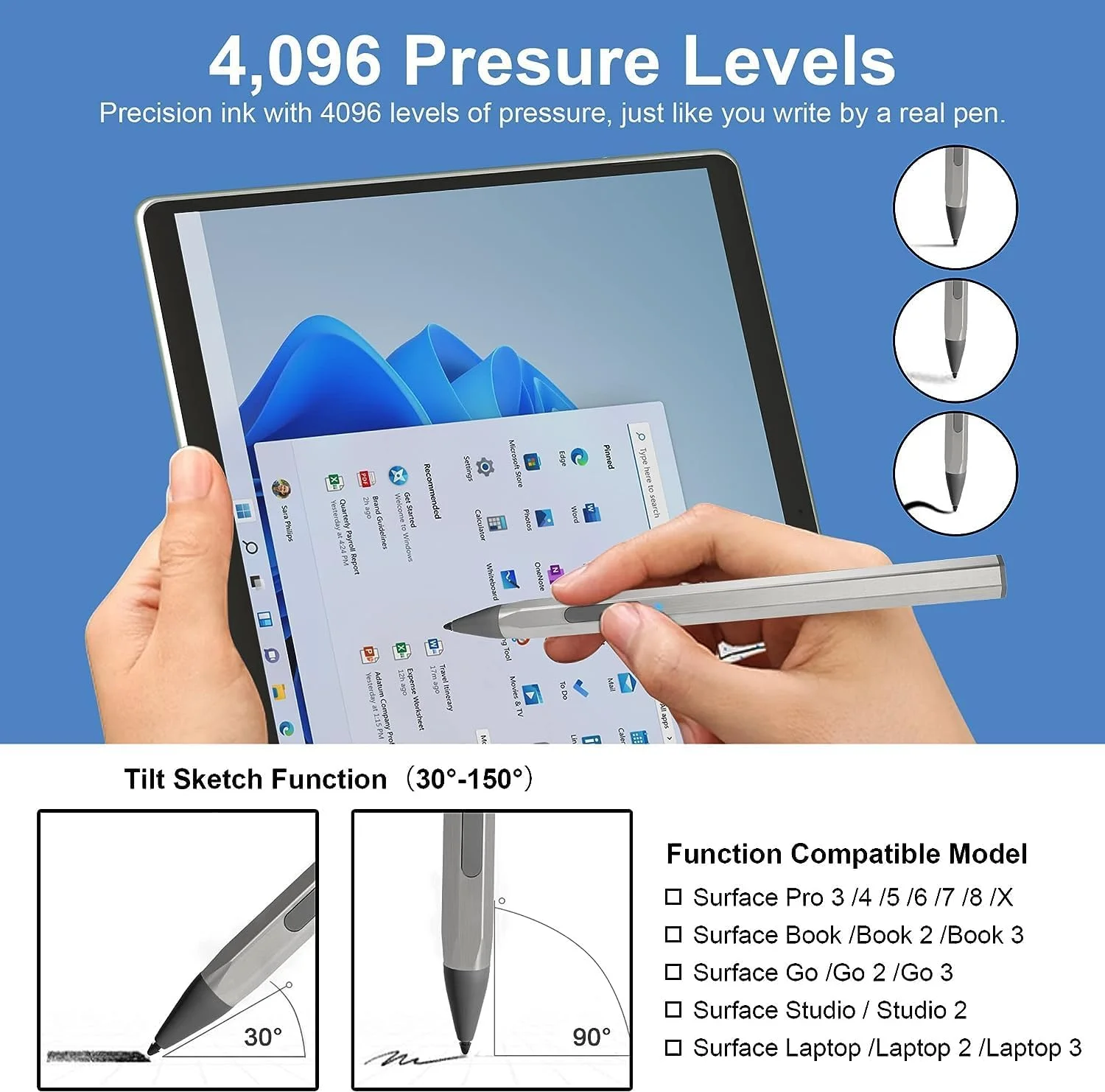 قلم لمسی، مناسب برای مایکروسافت سرفیس پرو 9/8/X/7/6/5/4، سرفیس گو، سرفیس بوک، سرفیس لپ تاپ، سرفیس استودیو، جذب مغناطیسی، جلوگیری از لمس ناخواسته، 4096 سطح فشار، مناسب برای HP، ایسوس (همراه با 2 نوک) قلم لمسی، مناسب برای مایکروسافت سرفیس پرو 9/8/X/7/6/5/4، سرفیس گو، سرفیس بوک، سرفیس لپ تاپ، سرفیس استودیو، جذب مغناطیسی، جلوگیری از لمس ناخواسته، 4096 سطح فشار، مناسب برای HP، ایسوس (همراه با 2 نوک)