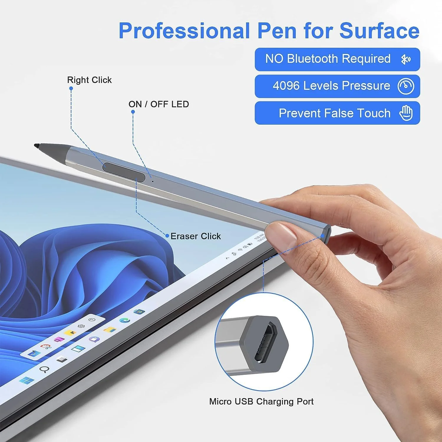 قلم لمسی، مناسب برای مایکروسافت سرفیس پرو 9/8/X/7/6/5/4، سرفیس گو، سرفیس بوک، سرفیس لپ تاپ، سرفیس استودیو، جذب مغناطیسی، جلوگیری از لمس ناخواسته، 4096 سطح فشار، مناسب برای HP، ایسوس (همراه با 2 نوک) قلم لمسی، مناسب برای مایکروسافت سرفیس پرو 9/8/X/7/6/5/4، سرفیس گو، سرفیس بوک، سرفیس لپ تاپ، سرفیس استودیو، جذب مغناطیسی، جلوگیری از لمس ناخواسته، 4096 سطح فشار، مناسب برای HP، ایسوس (همراه با 2 نوک)