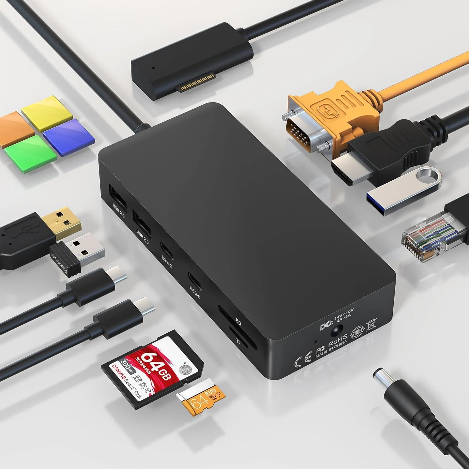 داک استیشن مایکروسافت سرفیس 11 در 1 - خروجی 4K@60Hz HDMI/VGA برای دو مانیتور، سازگار با سرفیس پرو 11/10/9/8/X/7/6/5/4، سرفیس لپ تاپ 7-1، بوک و لپ تاپ گو | شارژ سریع 72 واتی، اترنت، USB-C 5Gbps داک استیشن مایکروسافت سرفیس 11 در 1 - خروجی 4K@60Hz HDMI/VGA برای دو مانیتور، سازگار با سرفیس پرو 11/10/9/8/X/7/6/5/4، سرفیس لپ تاپ 7-1، بوک و لپ تاپ گو | شارژ سریع 72 واتی، اترنت، USB-C 5Gbps