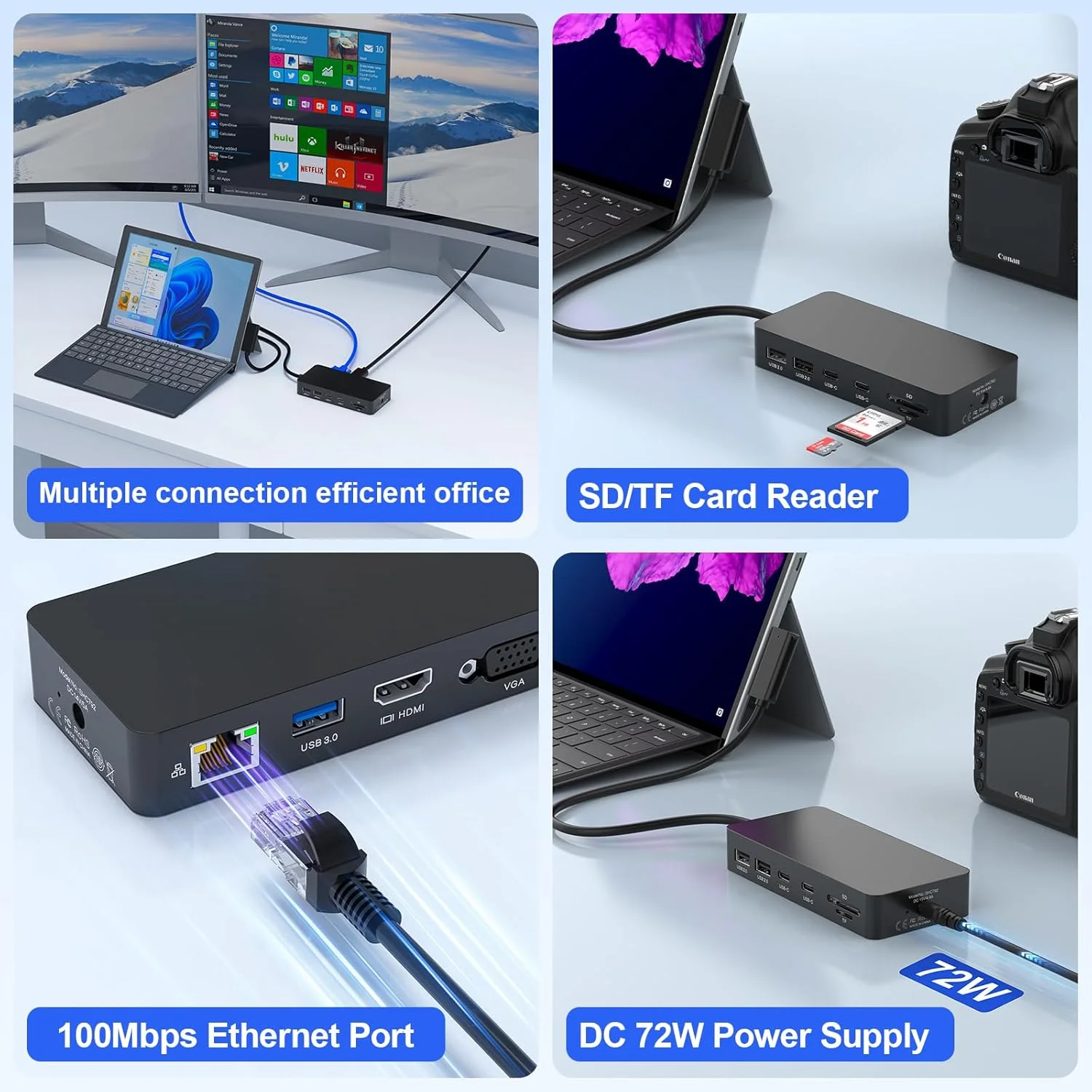 داک جدید مایکروسافت سرفیس 2، ایستگاه داکینگ 11 در 1 سرفیس پرو 4K@60HZ HDMI+VGA، ایستگاه داکینگ سرفیس برای سرفیس پرو 11/10/9/8/X/7/6/5/4/3، سرفیس لپ تاپ 6/5/4/3/2/1، لپ تاپ Go 3/2/1، سرفیس Book داک جدید مایکروسافت سرفیس 2، ایستگاه داکینگ 11 در 1 سرفیس پرو 4K@60HZ HDMI+VGA، ایستگاه داکینگ سرفیس برای سرفیس پرو 11/10/9/8/X/7/6/5/4/3، سرفیس لپ تاپ 6/5/4/3/2/1، لپ تاپ Go 3/2/1، سرفیس Book