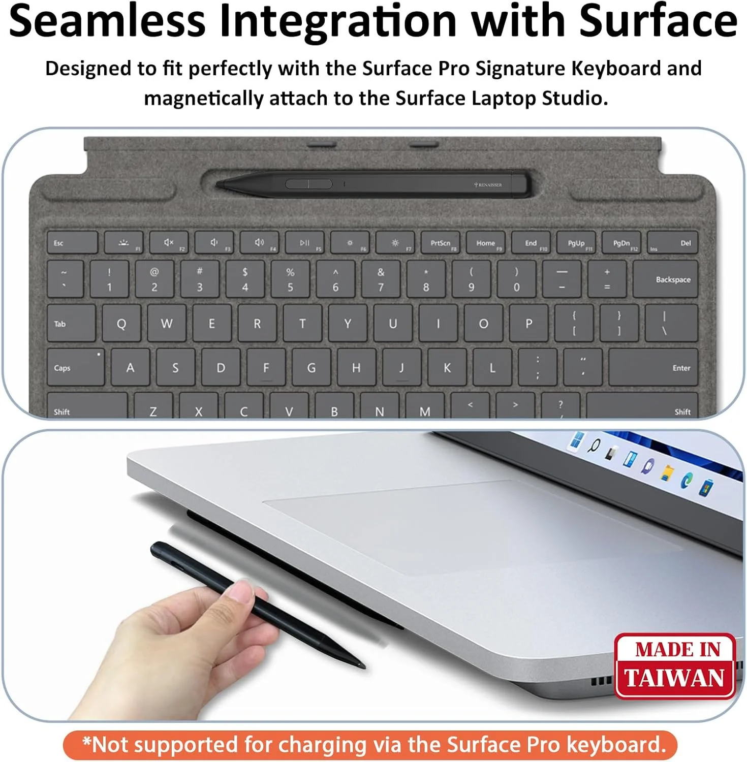 قلم باریک 2 RENAISSER برای مایکروسافت سرفیس، مناسب برای کیبورد سرفیس پرو، ساخت تایوان، نوک قلم دو منظوره صفحه نمایش-کاغذ، 4096 سطح حساسیت فشار، MPP 2.0، میانبرهای بلوتوث قلم باریک 2 RENAISSER برای مایکروسافت سرفیس، مناسب برای کیبورد سرفیس پرو، ساخت تایوان، نوک قلم دو منظوره صفحه نمایش-کاغذ، 4096 سطح حساسیت فشار، MPP 2.0، میانبرهای بلوتوث