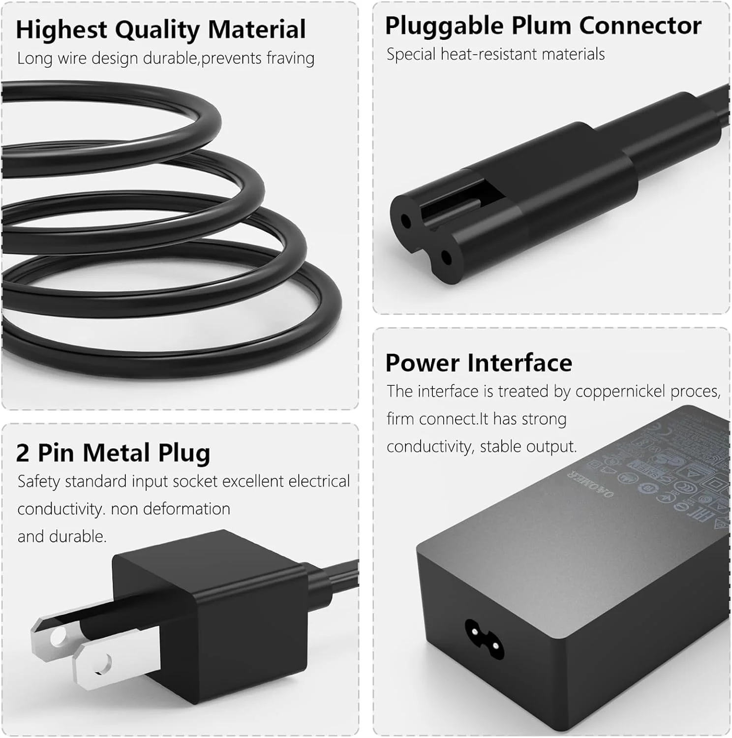 شارژر 65 واتی OAOMER مناسب برای سرفیس پرو 9 8 7+ 7 6 5 4 3 X، سرفیس لپ تاپ 6 5 4 3 2 1، سرفیس گو 1 2 3، سرفیس بوک 3 2 1 مدل های 1866 1796 1800 شارژر 65 واتی OAOMER مناسب برای سرفیس پرو 9 8 7+ 7 6 5 4 3 X، سرفیس لپ تاپ 6 5 4 3 2 1، سرفیس گو 1 2 3، سرفیس بوک 3 2 1 مدل های 1866 1796 1800