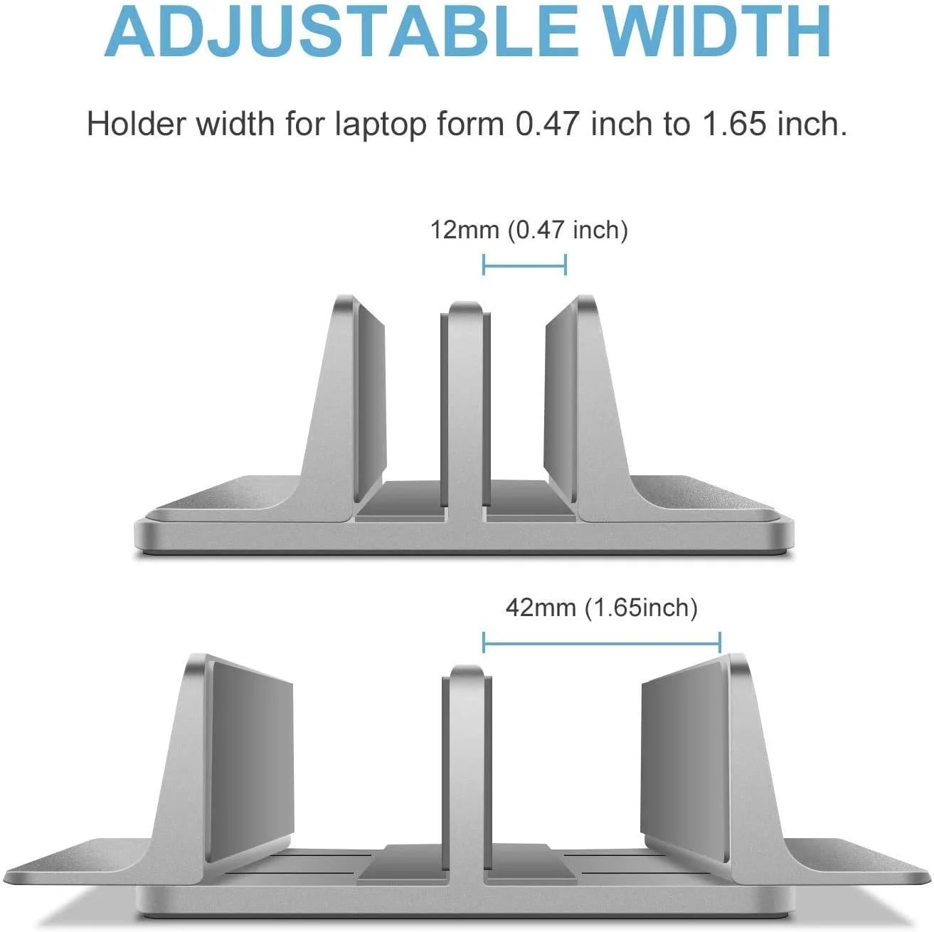 پایه عمودی لپ تاپ Smilee، نگهدارنده لپ تاپ رومیزی قابل تنظیم (تا 17.3 اینچ) سازگار با تمام MacBook Pro/Air/Microsoft Surface (2 اسلات، خاکستری) پایه عمودی لپ تاپ Smilee، نگهدارنده لپ تاپ رومیزی قابل تنظیم (تا 17.3 اینچ) سازگار با تمام MacBook Pro/Air/Microsoft Surface (2 اسلات، خاکستری)