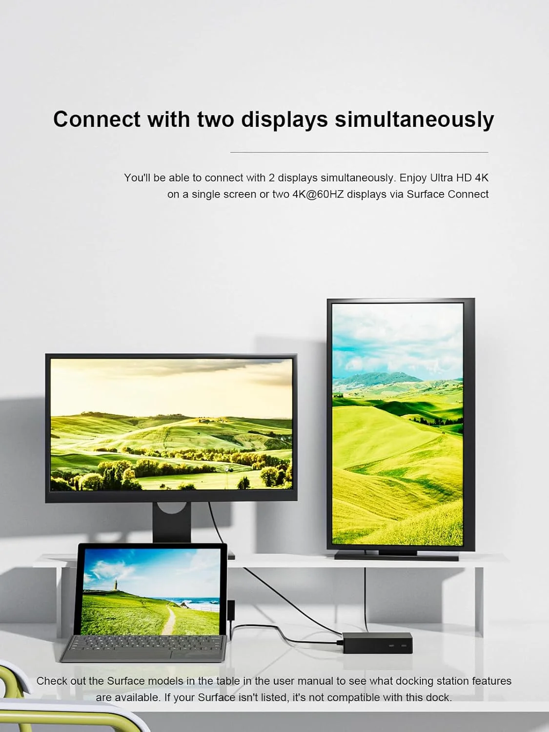 داک استیشن Surface 2 با منبع تغذیه 199 واتی، پورت نمایشگر Type-C 4K*2، انتقال داده USBA*2/Type C*2، اترنت 1G، سازگار با لپ تاپ Surface، Surface Go، Pro 9/8، Book 3/2 داک استیشن Surface 2 با منبع تغذیه 199 واتی، پورت نمایشگر Type-C 4K*2، انتقال داده USBA*2/Type C*2، اترنت 1G، سازگار با لپ تاپ Surface، Surface Go، Pro 9/8، Book 3/2