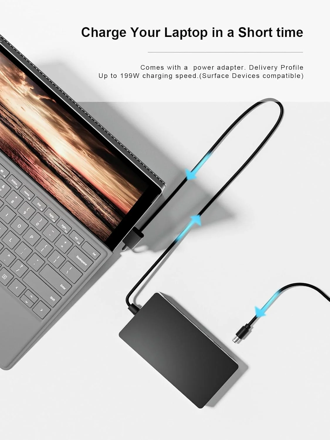 داک استیشن Surface 2 با منبع تغذیه 199 واتی، پورت نمایشگر Type-C 4K*2، انتقال داده USBA*2/Type C*2، اترنت 1G، سازگار با لپ تاپ Surface، Surface Go، Pro 9/8، Book 3/2 داک استیشن Surface 2 با منبع تغذیه 199 واتی، پورت نمایشگر Type-C 4K*2، انتقال داده USBA*2/Type C*2، اترنت 1G، سازگار با لپ تاپ Surface، Surface Go، Pro 9/8، Book 3/2
