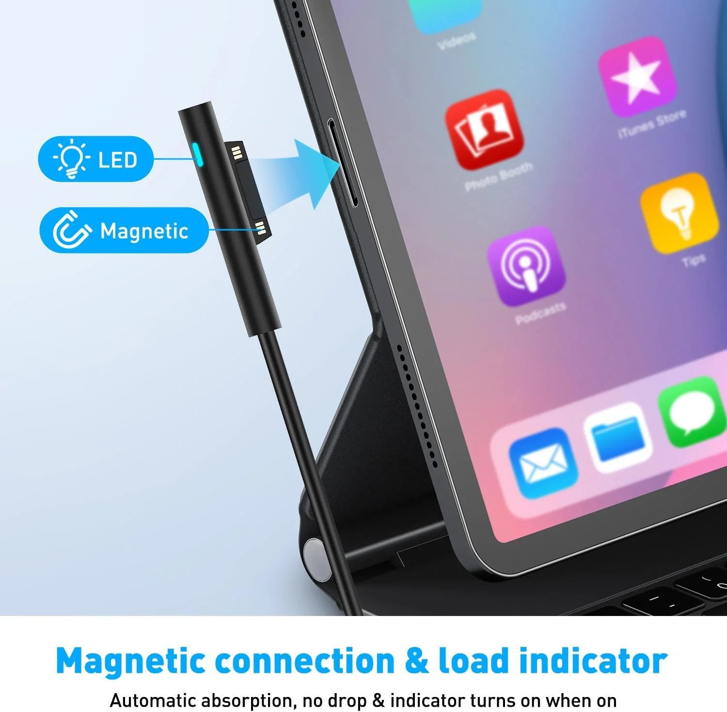 کابل USB-C به سرفیس، شارژ سریع 65 واتی PD، USB-C مغناطیسی سرفیس 15V3A، شارژ Type C برای سرفیس لپ تاپ 3/2/1، مایکروسافت پرو 7/6/5/4، گو، سرفیس بوک