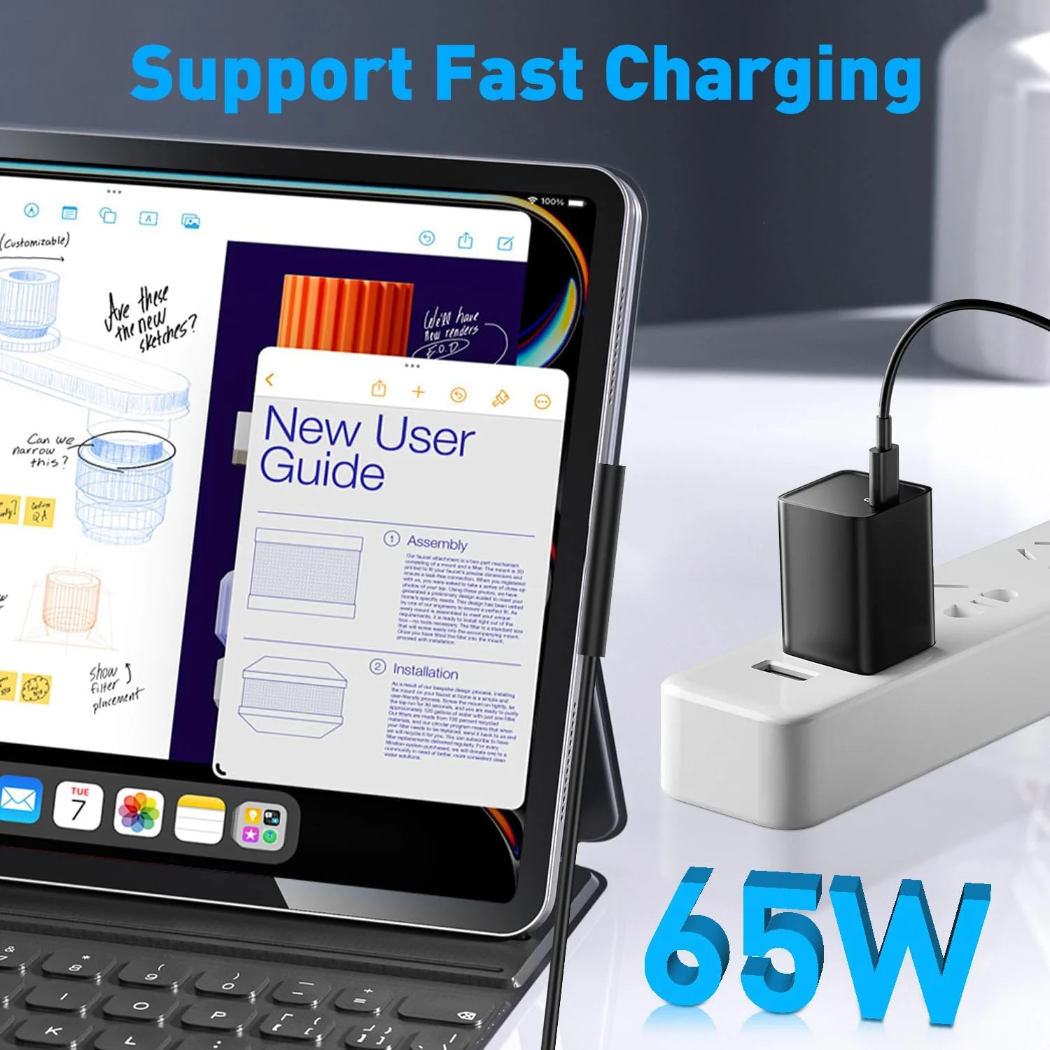 کابل USB-C به سرفیس، شارژ سریع 65 واتی PD، USB-C مغناطیسی سرفیس 15V3A، شارژ Type C برای سرفیس لپ تاپ 3/2/1، مایکروسافت پرو 7/6/5/4، گو، سرفیس بوک