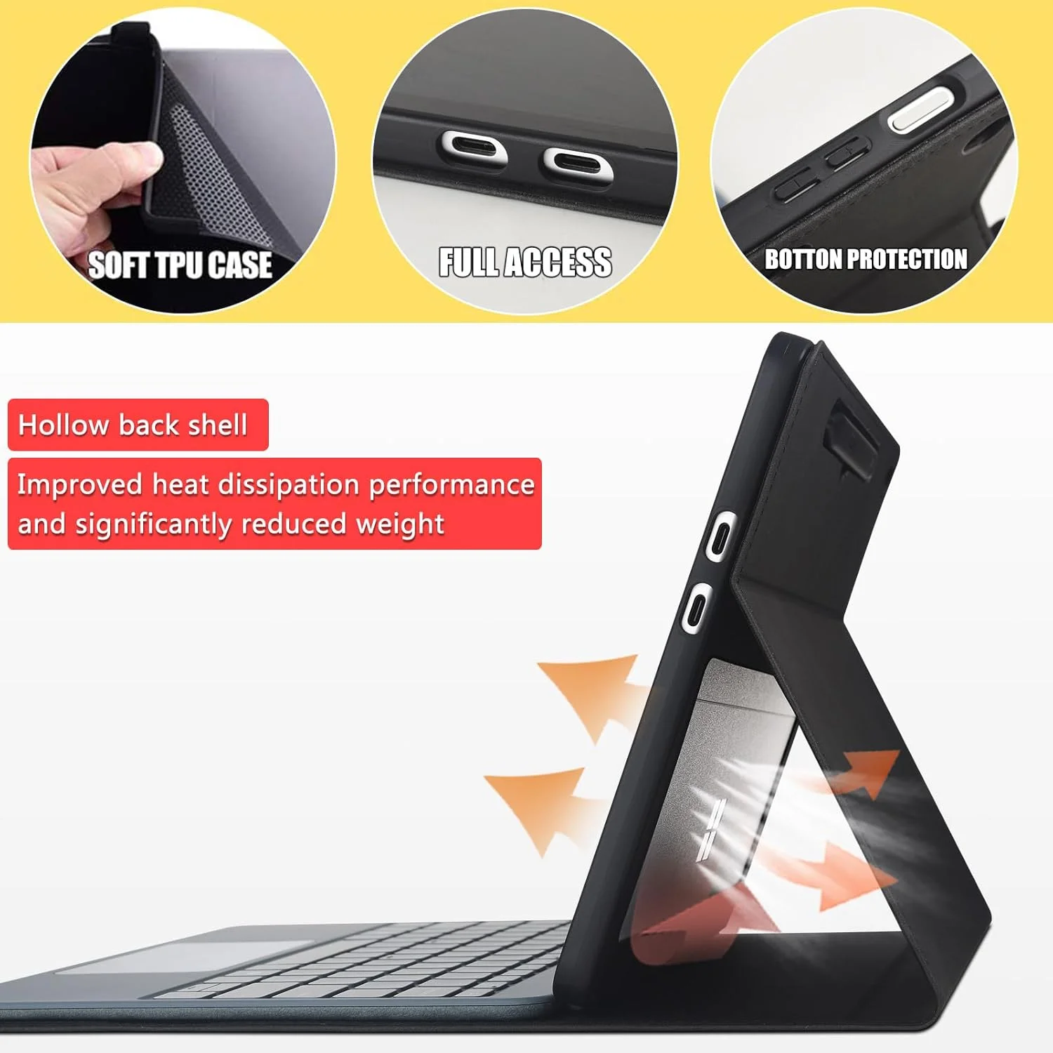 کاور محافظتی xisiciao برای مایکروسافت Surface Pro 12 اینچ نسخه اول 2025، سازگار با کاور کیبورد، طراحی بسیار نازک و سبک با قابلیت دفع حرارت (مشکی) کاور محافظتی xisiciao برای مایکروسافت Surface Pro 12 اینچ نسخه اول 2025، سازگار با کاور کیبورد، طراحی بسیار نازک و سبک با قابلیت دفع حرارت (مشکی)